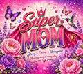 Super Mom 20oz Skinny Tumbler – Pink Glitter Floral Butterfly Wrap | Mother’s Day Sublimation Design