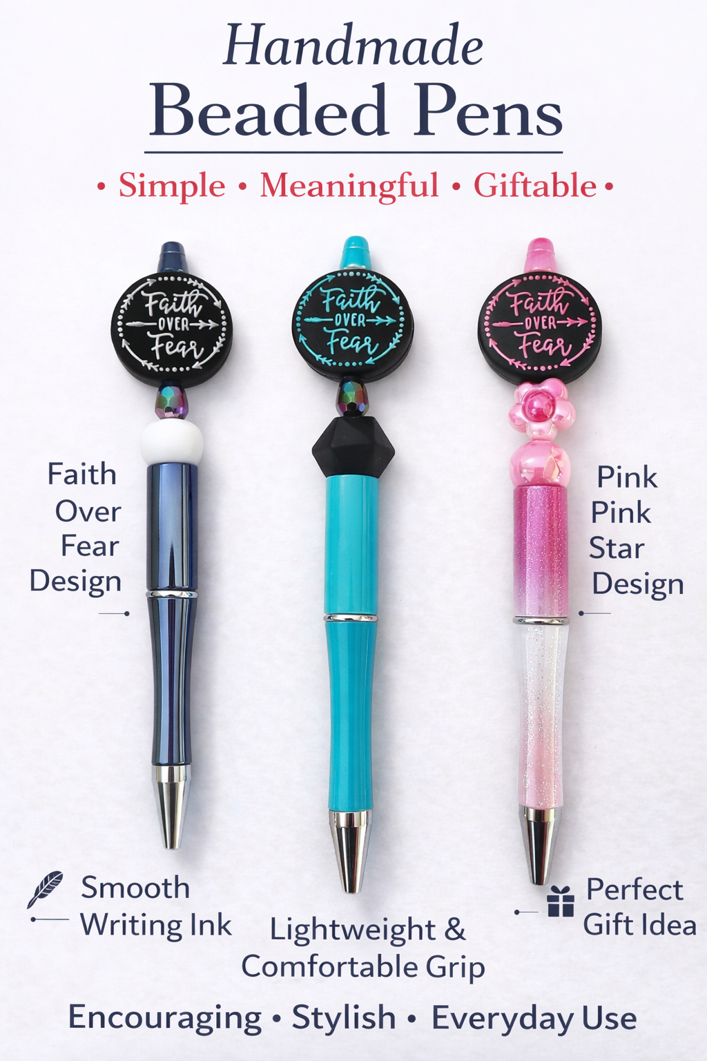 Faith Over Fear Beaded Pens