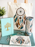 Boho Dreamcatcher Self-Care Gift Bundle | Thoughtful Gift for Her | Tumbler, Journal, Tote Bag & Accessories