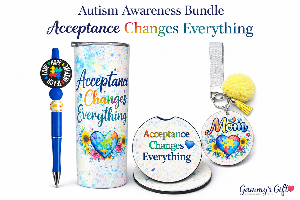 Mother’s Day Bundle for Mom 🌈 Autism Awareness Bundle – “Acceptance Changes Everything”
