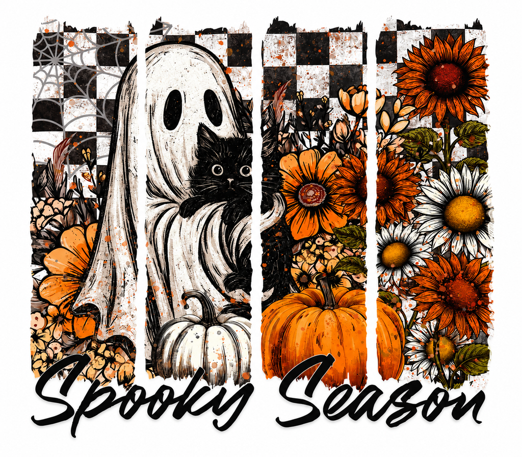 👻🍂 Spooky Season Ghost & Black Cat T-Shirt 🍂👻
