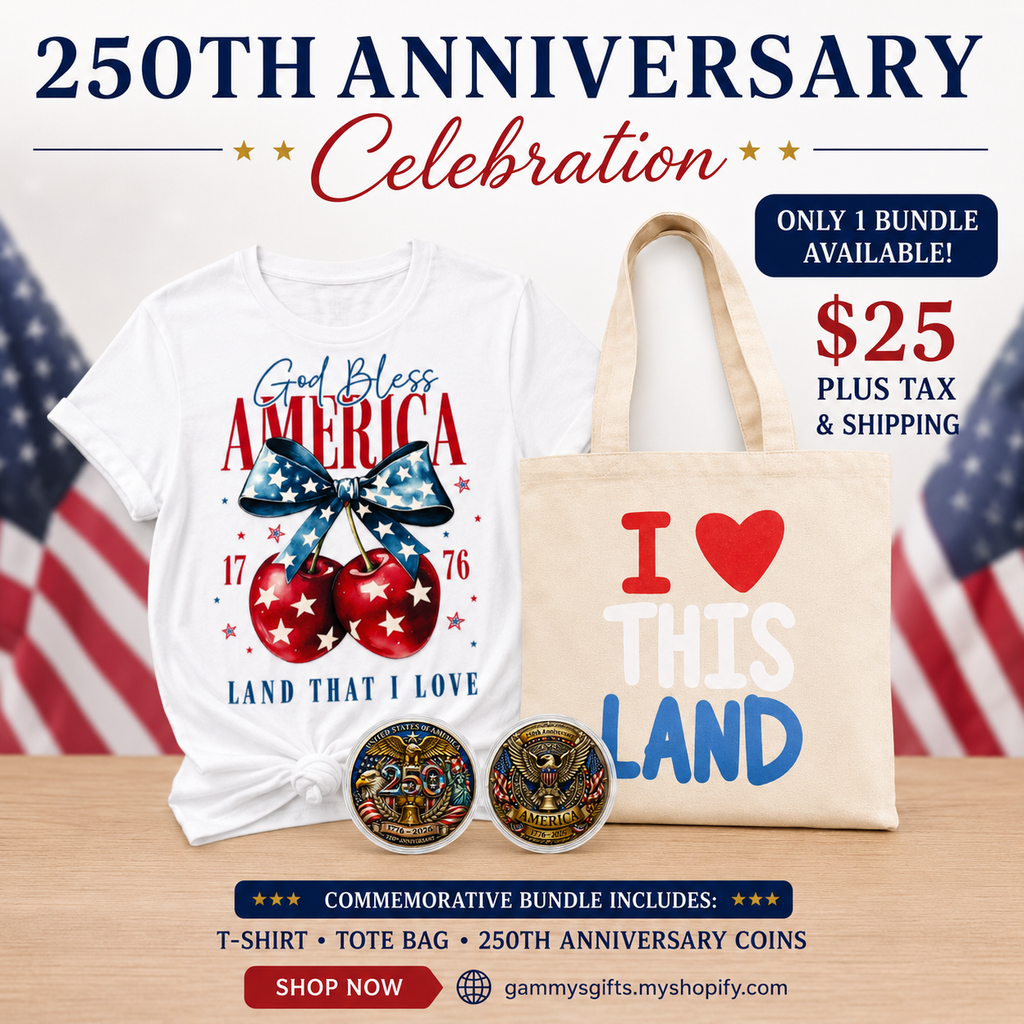 🇺🇸 God Bless America Graphic Tee with “I ♥ THIS LAND” Patriotic Tote Bag 🇺🇸