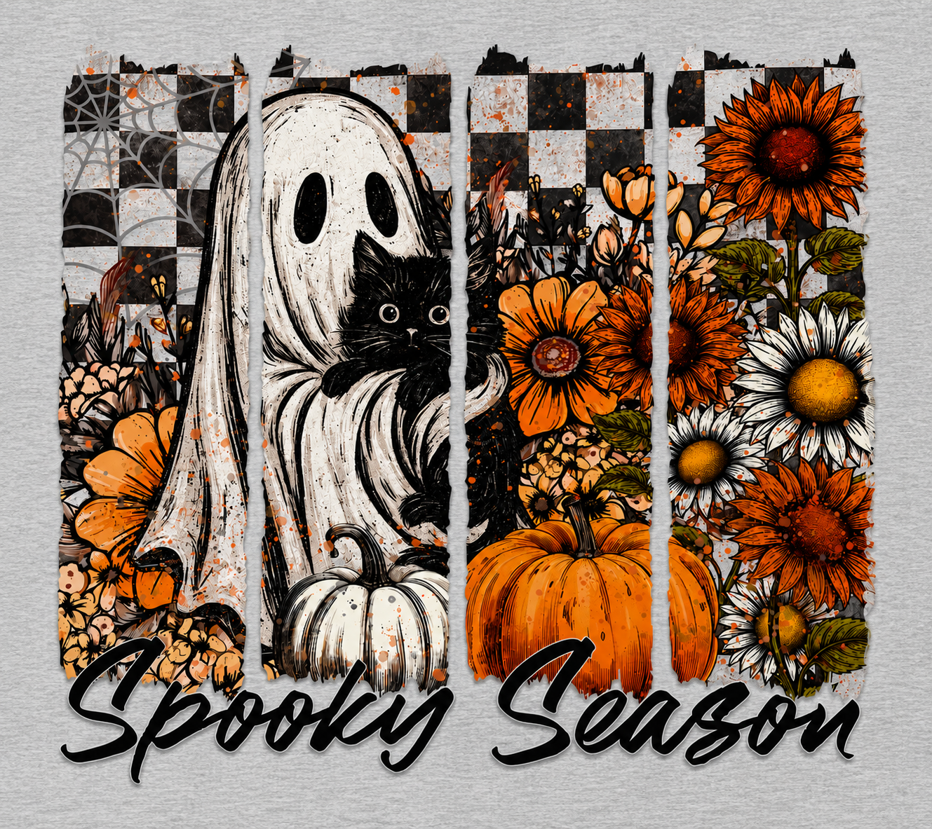 👻🍂 Spooky Season Ghost & Black Cat T-Shirt 🍂👻