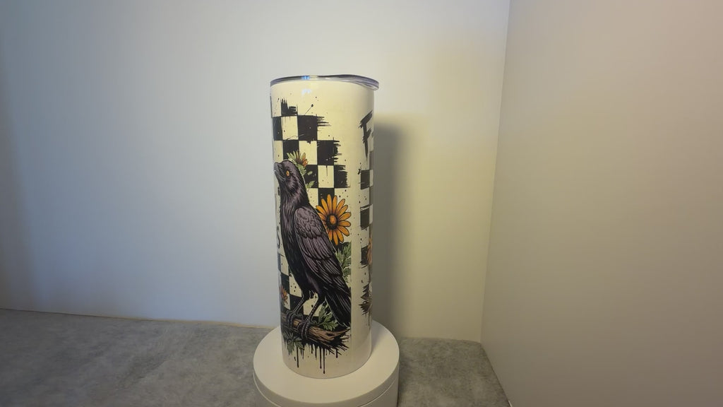 🖤 Good Vibes, Bad Attitudes – 20oz Skinny Tumbler 🐦🌻